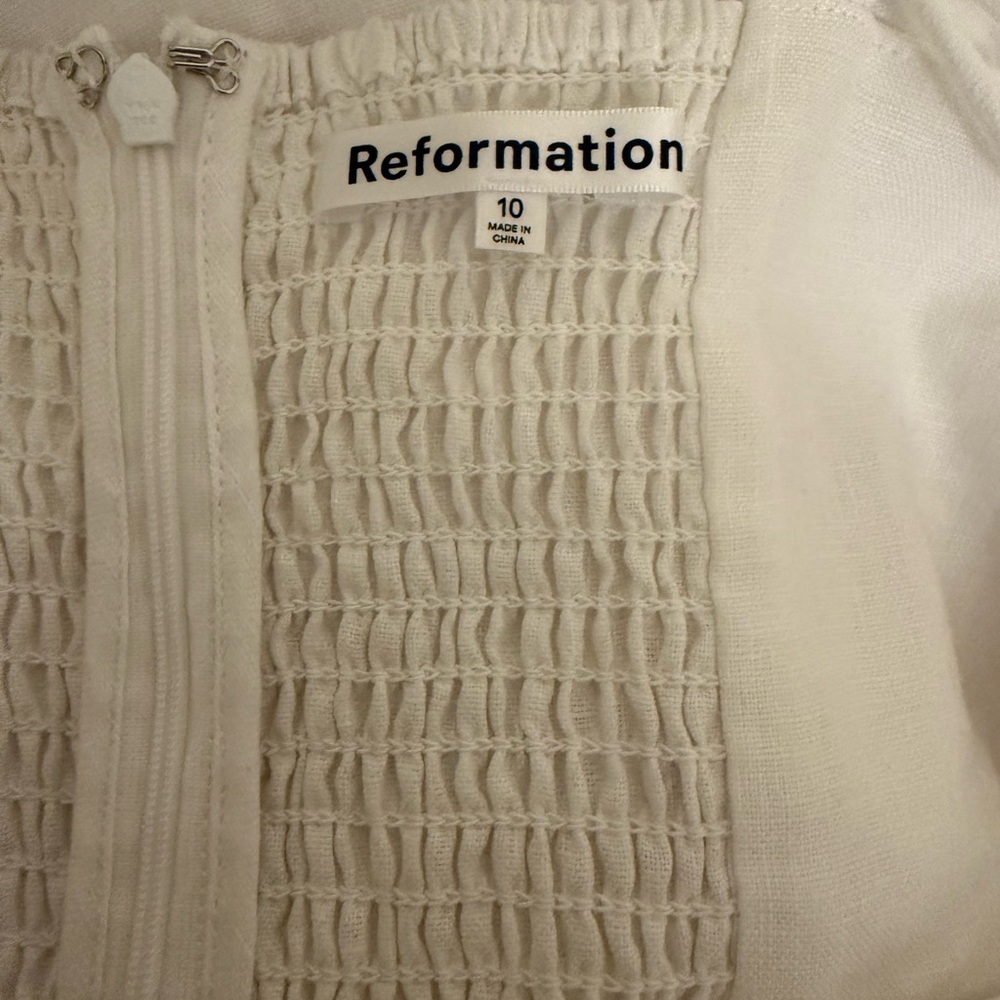 Reformation Frankie Linen Dress in White Maxi Dress Adjustable Straps size 10 - Picture 8 of 12